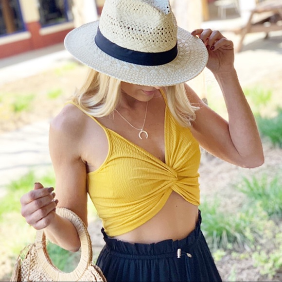 Infinity Raine Tops - ✨LAST ONE✨Yellow twist front cropped tank